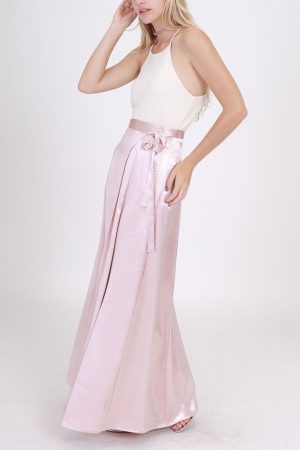 Pink Satin Maxi Skirt